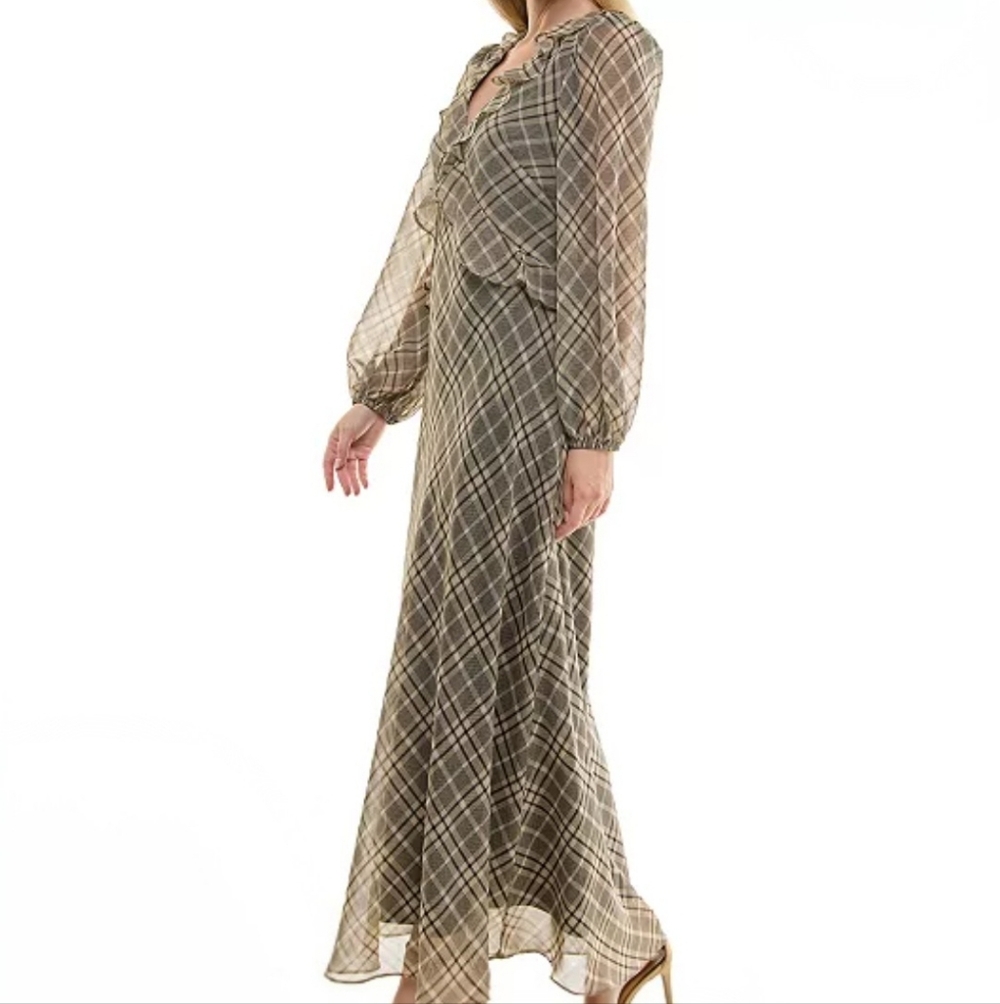 NWT Taylor Ruffled Chiffon Fit & Flare Maxi Dress - Size 6 - Picture 4 of 14